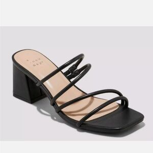 A NEW DAY Black Strappy Block Heels